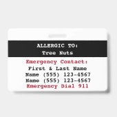 Boom Nut Etiket voor voedingsallergie Badge (Achterkant)