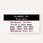 Boom Nut Etiket voor voedingsallergie Badge (Achterkant)