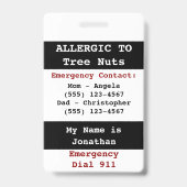 Boom Nut Etiket voor voedingsallergie Badge (Achterkant)