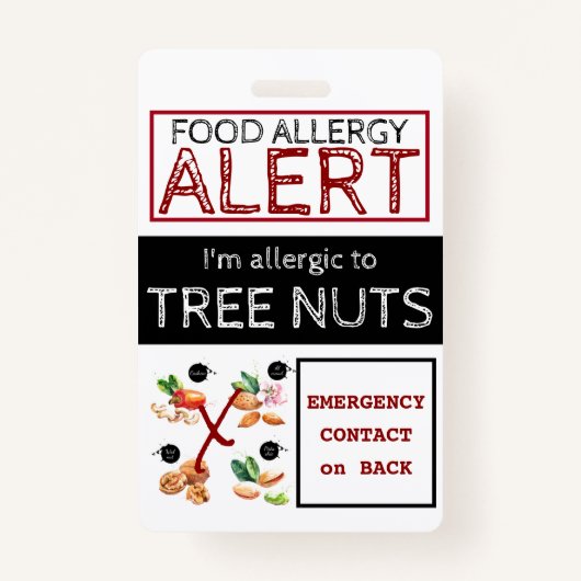 Boom Nut Etiket voor voedingsallergie Badge (Voorkant)