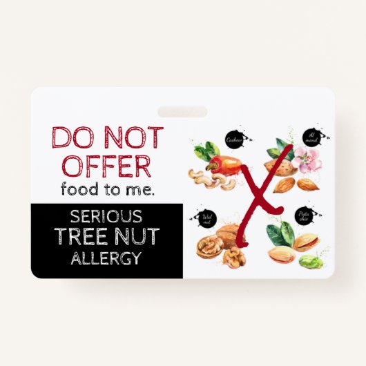 Boom Nut Etiket voor voedingsallergie Badge (Voorkant)