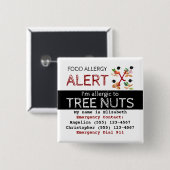 Boom Nut Etiket voor voedingsallergie Vierkante Button 5,1 Cm (Voorkant /achterkant)