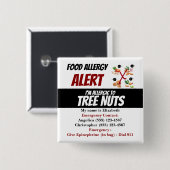 Boom Nut Etiket waarschuwingen voedingsmiddelenall Vierkante Button 5,1 Cm (Voorkant /achterkant)