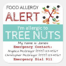 Boom Nut Food Allergy Sticker Light Blauwgroen