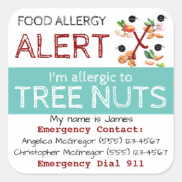 Boom Nut Food Allergy Sticker Light Blauwgroen