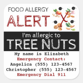 Boom Nut Food Allergy Vierkante Sticker