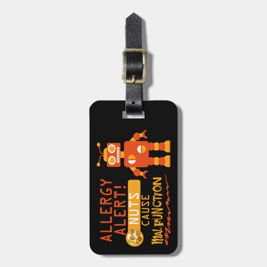 Boom Nut Peanut - Gepersonaliseerde allergie-alarm Bagagelabel (Voorkant verticaal)