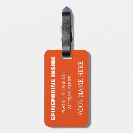 Boom Nut Peanut - Gepersonaliseerde allergie-alarm Bagagelabel (Achterkant verticaal)