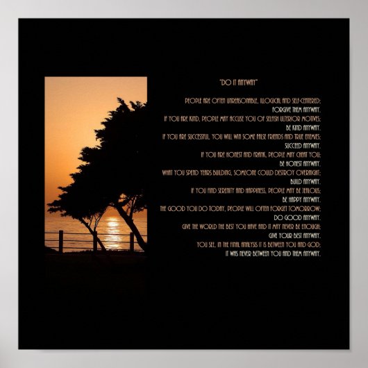 Boom & Oceanzonsondergang Doe het toch Poster (Voorkant)