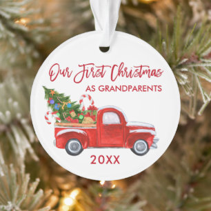Boom Onze eerste Kerstmis als grootouders Rood Ornament