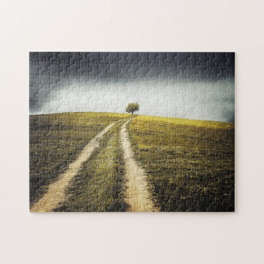 Boom op de top van de heuvel legpuzzel (Horizontaal)
