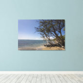 Boom op een strand langs de kust canvas afdruk (Insitu (Houten vloer))