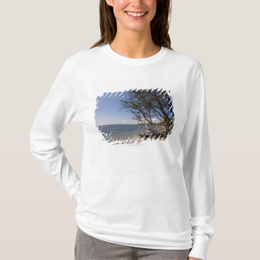 Boom op een strand langs de kust t-shirt (Voorkant)