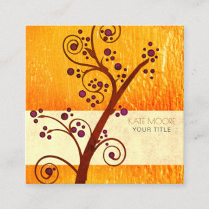 Boom op gouden metalen holistische coach of therap vierkante visitekaartje