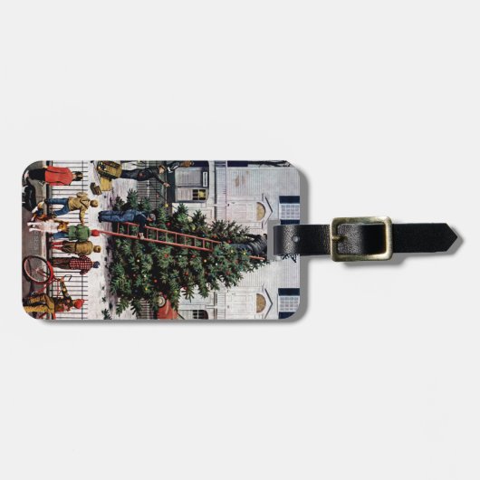 Boom op het stadsplein bagagelabel (Voorkant horizontaal)