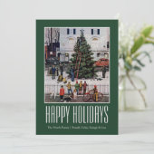 Boom op het stadsplein feestdagenkaart (Staand voorkant)