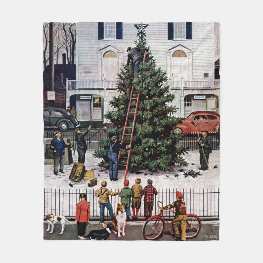 Boom op het stadsplein fleece deken (Voorkant)