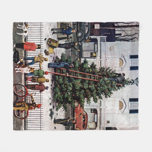 Boom op het stadsplein fleece deken (Voorkant (Horizontaal))