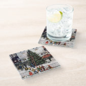 Boom op het stadsplein glazen onderzetter (Schuin)