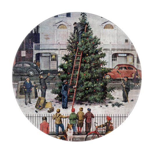 Boom op het stadsplein snijplank (Voorkant)