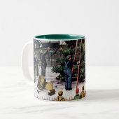 Boom op het stadsplein tweekleurige koffiemok (Voorkant links)