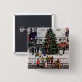 Boom op het stadsplein vierkante button 5,1 cm (Voorkant /achterkant)