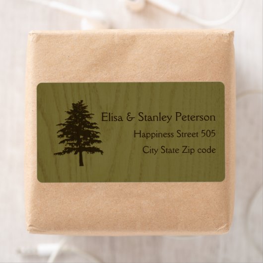 Boom op hout groen bos bruiloft etiket (Insitu)