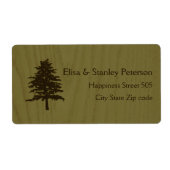 Boom op hout groen bos bruiloft etiket (Voorkant)