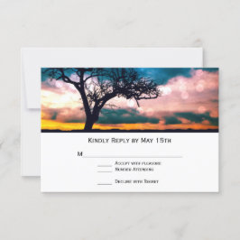 Boom op Sunset Wedding RSVP-kaarten RSVP Kaartje