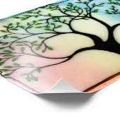 Boom op vellum boven waterverf achtergrond foto afdruk (Hoek)