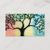 Boom op vellum boven waterverf achtergrond visitekaartje (Achterkant)