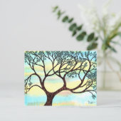 Boom op Vellum met Waterverf achtergrond Briefkaart (Staand voorkant)