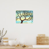 Boom op Vellum met Waterverf achtergrond Poster (Keuken)