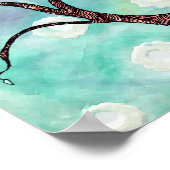 Boom op Vellum met Waterverf achtergrond Poster (Hoek)