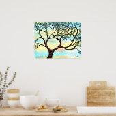 Boom op Vellum met Waterverf achtergrond Poster (Keuken)