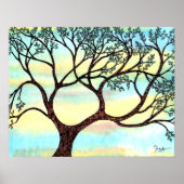 Boom op Vellum met Waterverf achtergrond Poster (Voorkant)