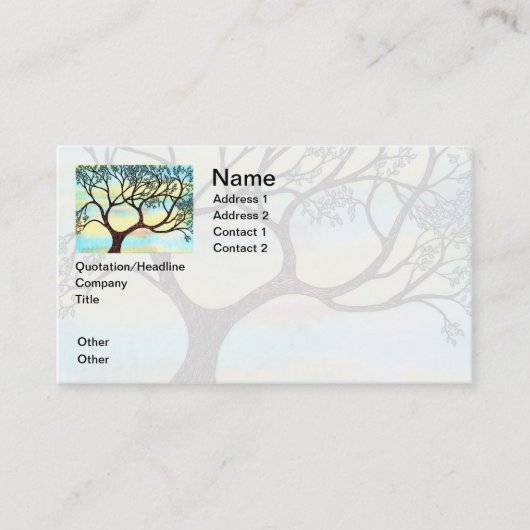 Boom op Vellum met Waterverf achtergrond Visitekaartje (Voorkant)