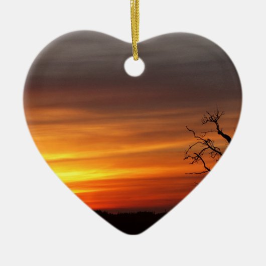 Boom op zonsondergang keramisch ornament (Voorkant)