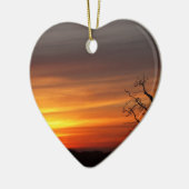 Boom op zonsondergang keramisch ornament (Links)