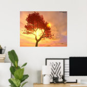 Boom op zonsondergang poster (Thuiskantoor)