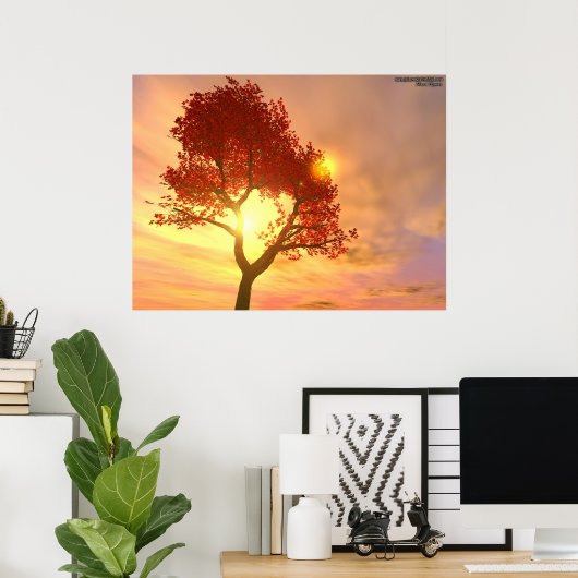 Boom op zonsondergang poster (Thuiskantoor)