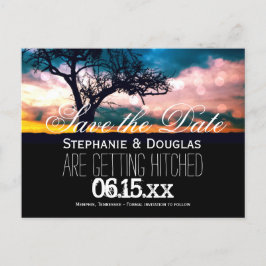 Boom op zonsondergang Save the Date Wedding Aankondigingskaart