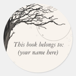 Boom, oude krantenkwaliteit ronde sticker