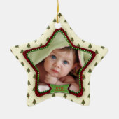 Boom Patroon Baby's Eerste Kerstmis 2023 Ster Keramisch Ornament (Voorkant)