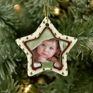 Boom Pattern Baby's First Kerstmis 2021 Star  Keramisch Ornament