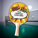 BOOM - Persoonlijke spraakbeugel - Funny Cool Tafeltennisbatje<br><div class="desc">Pas het aan met je eigen boodschap om het je eigen te maken op de Comic Book Pop Art manier! Cool, trendy en leuk, stripboek ping pong paddle ontworpen om een wham, bang, zap in ieders spel te zetten. Een leuk, cool en trendy retro stripverhaal pop art-geïnspireerd ontwerp dat de...</div>