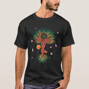 Boom Planeten Yoga Meditatie Spiritueel Esoterisch T-shirt