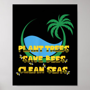 Boom planten Bijenbescherming Zee reinigen Eco Poster