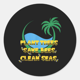 Boom planten Bijenbescherming Zee reinigen Eco Ronde Sticker