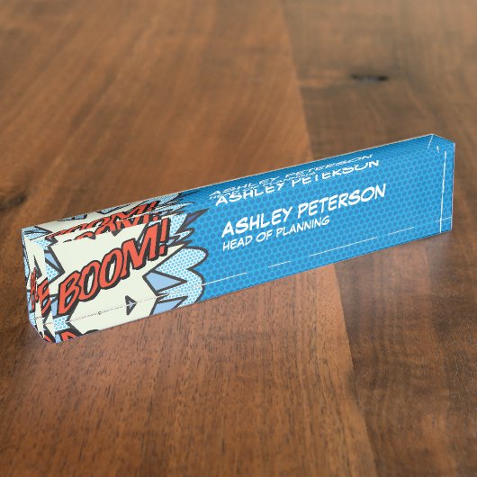 BOOM Plezier Retro Stripboek Naambordje (Zijkant)